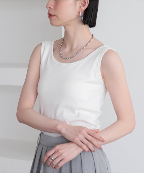 for/c(フォーシー)の「カップ付きタンクトップ【サスティナブル】(タンクトップ・レディース・ブラック/チャコール/オフホワイト・M/L/S)」の13枚目の写真