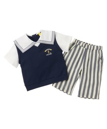 moimoln（モイモルン）の「【セットアップ】ワッフルフェイクレイヤード半袖トップス＆パンツ（セットアップ）」