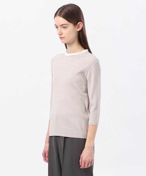 MACKINTOSH PHILOSOPHY(マッキントッシュ フィロソフィー)の「フリルカラーリブニット(Tシャツ/カットソー・レディース・ベージュ系その他4/ダークネイビー/グレー系その他2・38)」の12枚目の写真