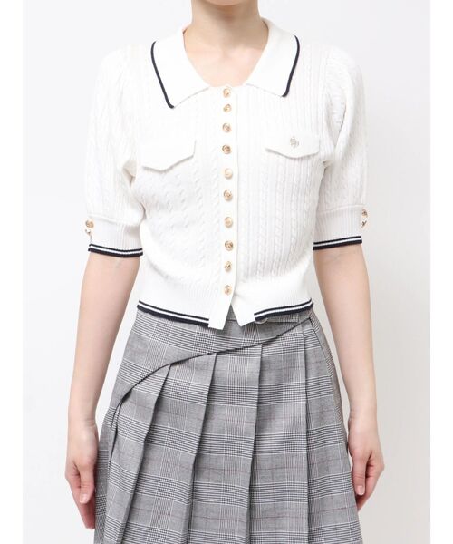 dazzlin(ダズリン)の「【POLO BCSコラボ】メタルボタンカーデニットトップス(ニット/セーター・レディース・オフホワイト/ネイビー/イエロー・FREE)」の14枚目の写真