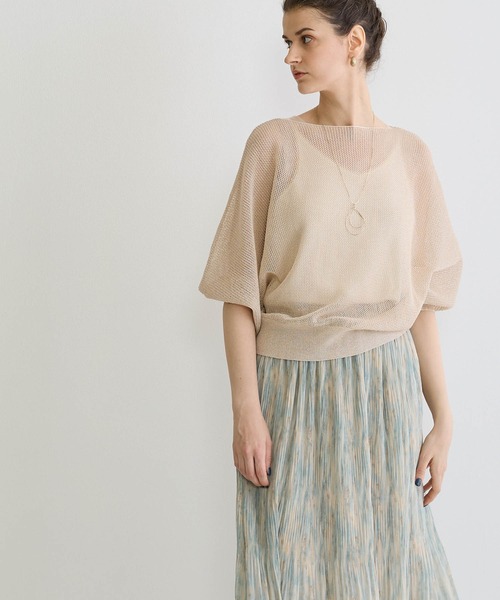 NICOLE white（ニコルホワイト）の「ラメ混メッシュ編みプルオーバー（ニット/セーター・レディース・オフホワイト/ライトグレー/ピンク・FREE）」の19枚目の写真