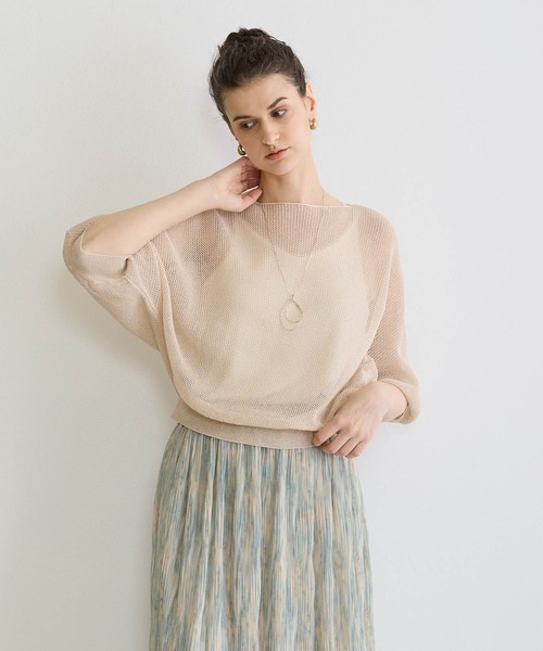 NICOLE white（ニコルホワイト）の「ラメ混メッシュ編みプルオーバー（ニット/セーター・レディース・オフホワイト/ライトグレー/ピンク・FREE）」の17枚目の写真