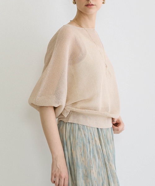 NICOLE white（ニコルホワイト）の「ラメ混メッシュ編みプルオーバー（ニット/セーター・レディース・オフホワイト/ライトグレー/ピンク・FREE）」の15枚目の写真