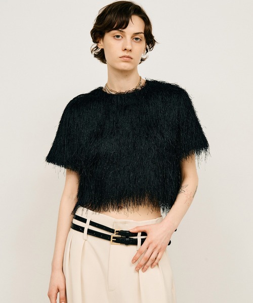 PRANK PROJECT(プランクプロジェクト)の「【2026Summer Pre-Order】フェザーショートトップ / Feather Short Top(Tシャツ/カットソー・レディース・ホワイト/ブラック・FREE)」の2枚目の写真