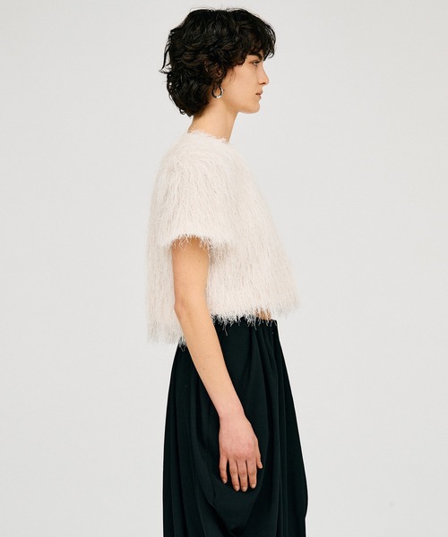 PRANK PROJECT(プランクプロジェクト)の「【2026Summer Pre-Order】フェザーショートトップ / Feather Short Top(Tシャツ/カットソー・レディース・ホワイト/ブラック・FREE)」の4枚目の写真