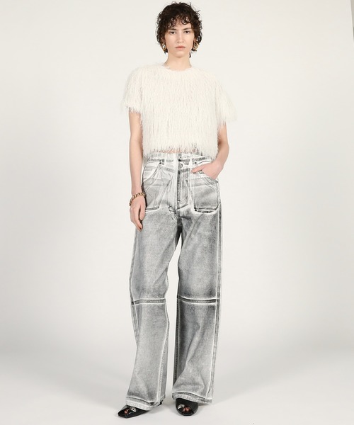 PRANK PROJECT(プランクプロジェクト)の「【2026Summer Pre-Order】フェザーショートトップ / Feather Short Top(Tシャツ/カットソー・レディース・ホワイト/ブラック・FREE)」の9枚目の写真