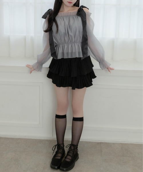 PHILLY(フィリー)の「ダブルリボンシアーブラウス(シャツ/ブラウス・レディース・アイボリー/グレー・FREE)」の15枚目の写真