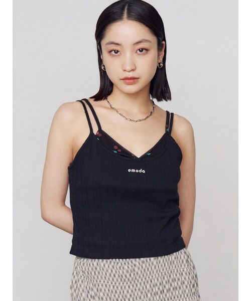 EMODA（エモダ）の「アイレットレイヤードキャミソール（キャミソール・レディース・グレー/ホワイト/ブラック・FREE）」の2枚目の写真