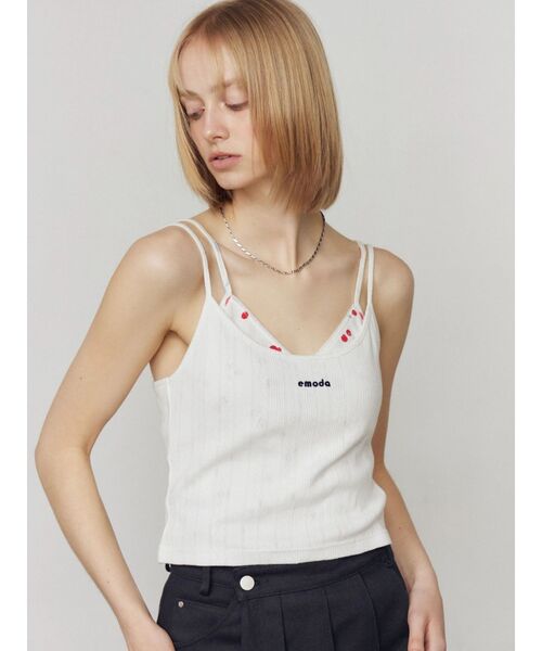 EMODA（エモダ）の「アイレットレイヤードキャミソール（キャミソール・レディース・グレー/ホワイト/ブラック・FREE）」の21枚目の写真