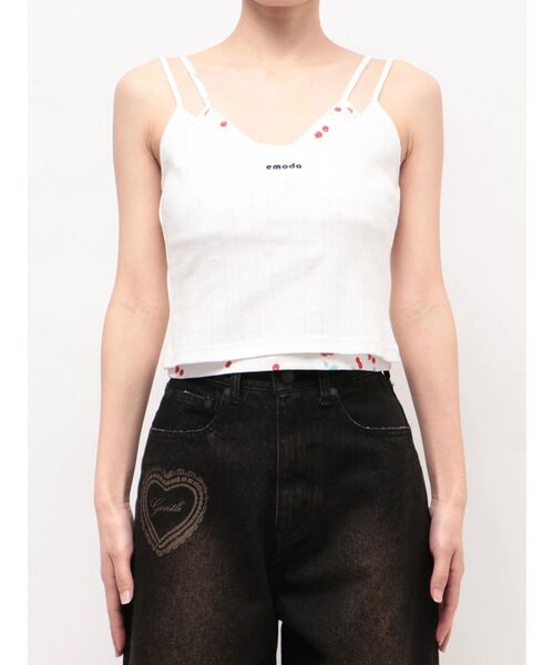 EMODA（エモダ）の「アイレットレイヤードキャミソール（キャミソール・レディース・グレー/ホワイト/ブラック・FREE）」の7枚目の写真