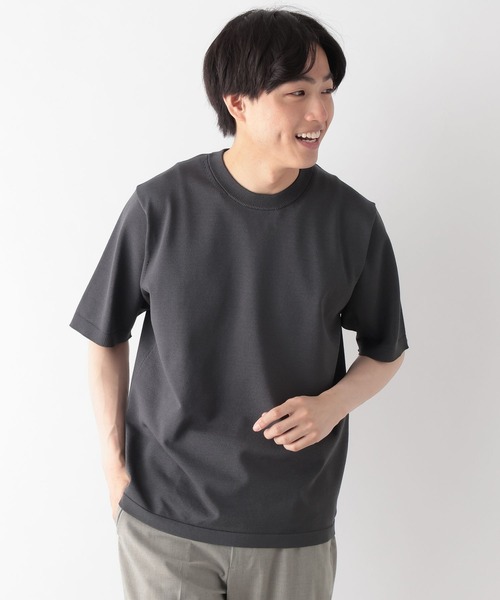 GLOBAL WORK(グローバルワーク)の「アンチピリングハイゲージニット/クルー/半袖/646783(Tシャツ/カットソー・メンズ・ネイビー/ブラック/チャコールグレー/ライトグレー/ワインレッド/グリーン・MEDIUM/X-LARGE/SMALL/LARGE)」の2枚目の写真