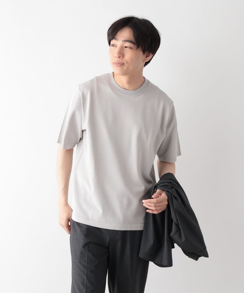 GLOBAL WORK(グローバルワーク)の「アンチピリングハイゲージニット/クルー/半袖/646783(Tシャツ/カットソー・メンズ・ネイビー/ブラック/チャコールグレー/ライトグレー/ワインレッド/グリーン・MEDIUM/X-LARGE/SMALL/LARGE)」の3枚目の写真