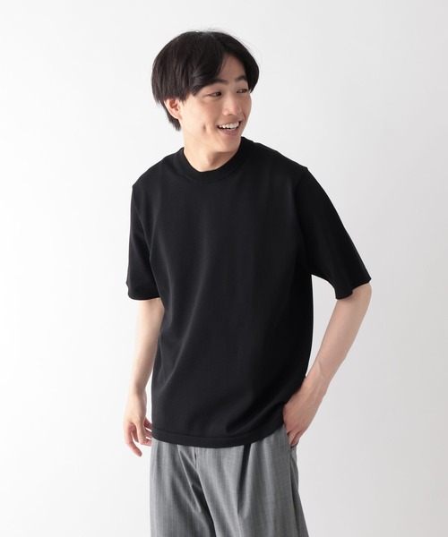 GLOBAL WORK(グローバルワーク)の「アンチピリングハイゲージニット/クルー/半袖/646783(Tシャツ/カットソー・メンズ・ネイビー/ブラック/チャコールグレー/ライトグレー/ワインレッド/グリーン・MEDIUM/X-LARGE/SMALL/LARGE)」の1枚目の写真