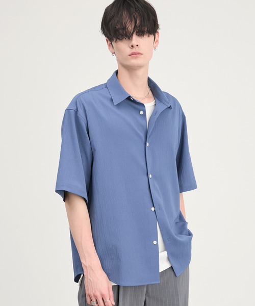 CIYOT（シヨウト）の「【CIYOT】ドライタッチ 楊柳 レギュラーカラー クレープシャツ（シャツ/ブラウス・メンズ・チャコール/ダークブラウン/ブラック/ブルー/オフホワイト/グレー・S/M/L）」の6枚目の写真