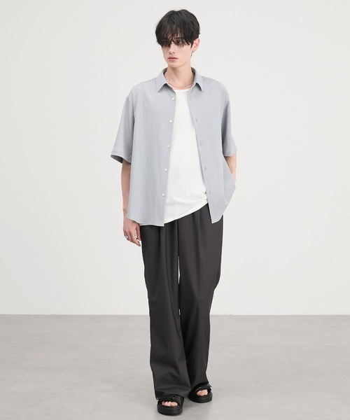 CIYOT（シヨウト）の「【CIYOT】ドライタッチ 楊柳 レギュラーカラー クレープシャツ（シャツ/ブラウス・メンズ・チャコール/ダークブラウン/ブラック/ブルー/オフホワイト/グレー・S/M/L）」の21枚目の写真