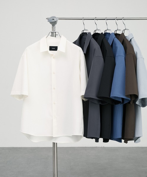 CIYOT（シヨウト）の「【CIYOT】ドライタッチ 楊柳 レギュラーカラー クレープシャツ（シャツ/ブラウス・メンズ・チャコール/ダークブラウン/ブラック/ブルー/オフホワイト/グレー・S/M/L）」の7枚目の写真
