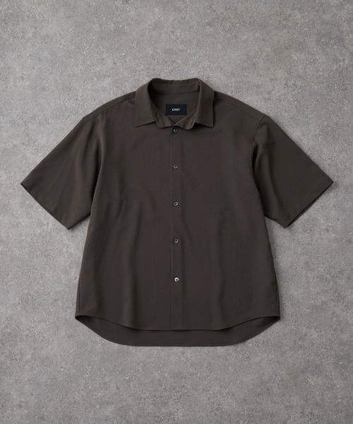 CIYOT（シヨウト）の「【CIYOT】ドライタッチ 楊柳 レギュラーカラー クレープシャツ（シャツ/ブラウス・メンズ・チャコール/ダークブラウン/ブラック/ブルー/オフホワイト/グレー・S/M/L）」の12枚目の写真