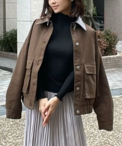 ROUND SHORT SYNTHETIC LEATHER JACKET（その他アウター）｜Ameri