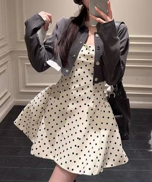 SallyLunn(サリーラン)の「バックレースアップドットワンピース(ワンピース・レディース・ホワイト・MEDIUM/LARGE)」の2枚目の写真