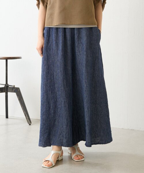 BEARDSLEY(ビアズリー)の「リネンデニムサルエルパンツ(その他パンツ・レディース・インディゴブルー・1/0)」の1枚目の写真