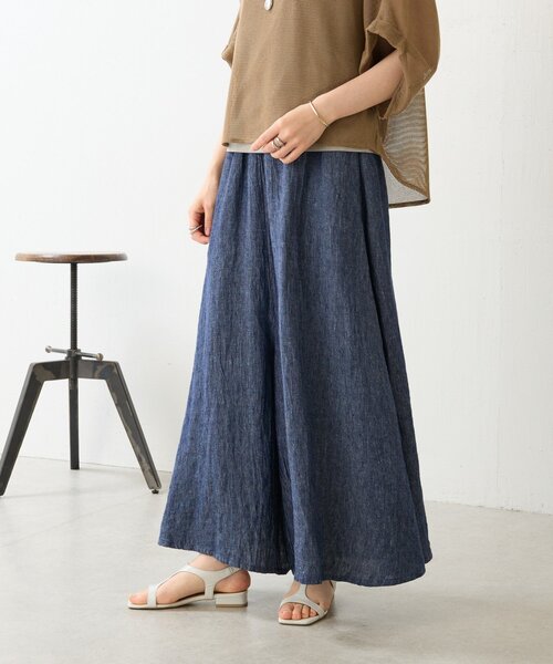 BEARDSLEY(ビアズリー)の「リネンデニムサルエルパンツ(その他パンツ・レディース・インディゴブルー・1/0)」の2枚目の写真