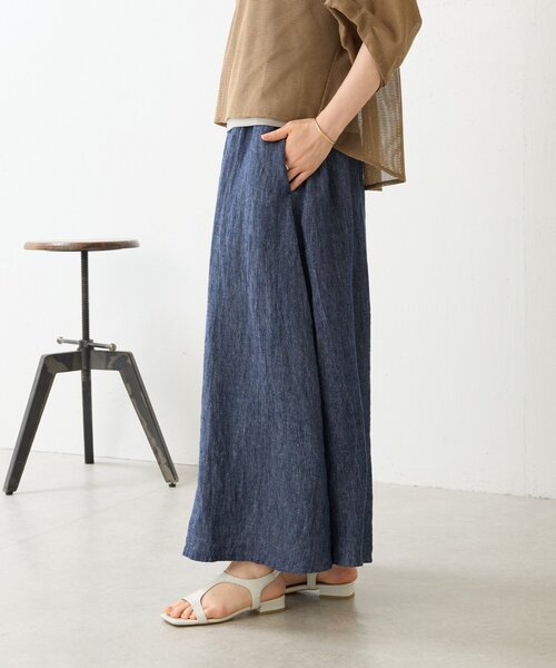 BEARDSLEY(ビアズリー)の「リネンデニムサルエルパンツ(その他パンツ・レディース・インディゴブルー・1/0)」の3枚目の写真