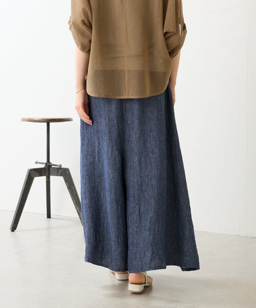 BEARDSLEY(ビアズリー)の「リネンデニムサルエルパンツ(その他パンツ・レディース・インディゴブルー・1/0)」の4枚目の写真