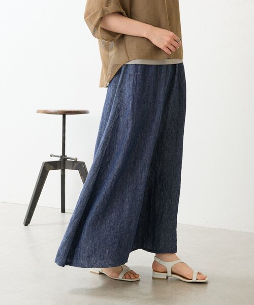 BEARDSLEY(ビアズリー)の「リネンデニムサルエルパンツ(その他パンツ・レディース・インディゴブルー・1/0)」の5枚目の写真