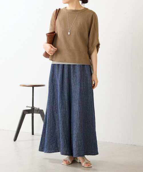 BEARDSLEY(ビアズリー)の「リネンデニムサルエルパンツ(その他パンツ・レディース・インディゴブルー・1/0)」の7枚目の写真