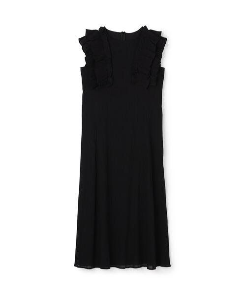 N.(N. Natural Beauty Basic)(エヌエヌナチュラルビューティーベーシック)の「デザインフリル楊柳ワンピース(ワンピース・レディース・ダークグリーン/ブラック/ベージュ・MEDIUM/P/S)」の8枚目の写真