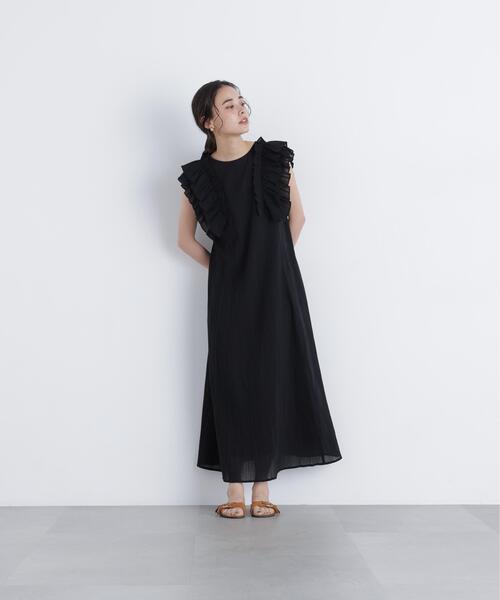 N.(N. Natural Beauty Basic)(エヌエヌナチュラルビューティーベーシック)の「デザインフリル楊柳ワンピース(ワンピース・レディース・ダークグリーン/ブラック/ベージュ・MEDIUM/P/S)」の11枚目の写真