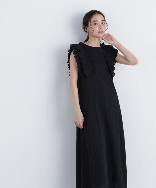 N.(N. Natural Beauty Basic)(エヌエヌナチュラルビューティーベーシック)の「デザインフリル楊柳ワンピース(ワンピース・レディース・ダークグリーン/ブラック/ベージュ・MEDIUM/P/S)」の15枚目の写真