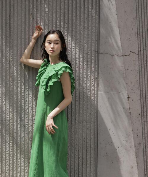 N.（N. Natural Beauty Basic）（エヌエヌナチュラルビューティーベーシック）の「デザインフリル楊柳ワンピース（ワンピース・レディース・ダークグリーン/ブラック/ベージュ・MEDIUM/P/S）」の7枚目の写真