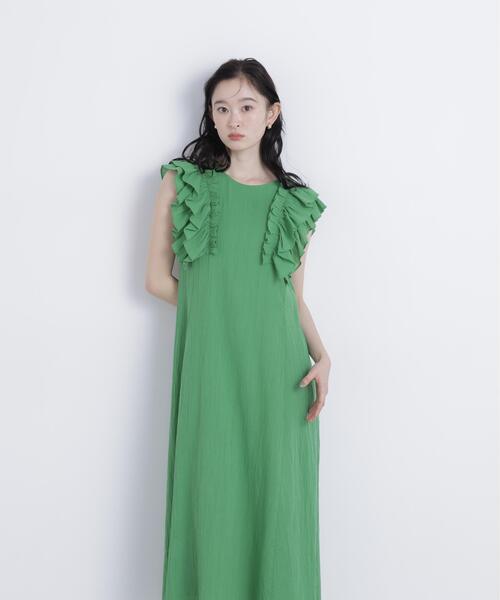 N.（N. Natural Beauty Basic）（エヌエヌナチュラルビューティーベーシック）の「デザインフリル楊柳ワンピース（ワンピース・レディース・ダークグリーン/ブラック/ベージュ・MEDIUM/P/S）」の10枚目の写真