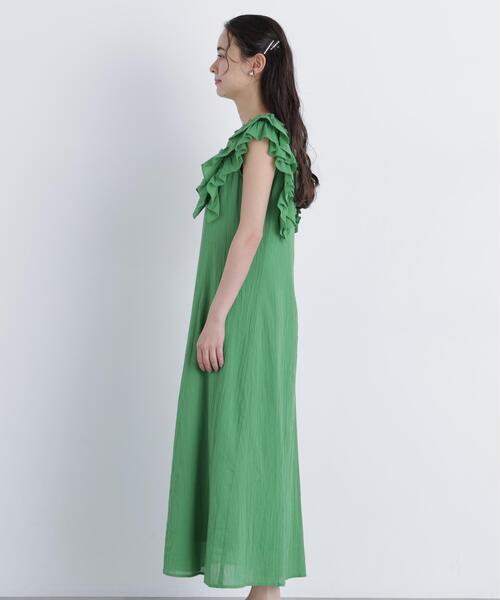 N.（N. Natural Beauty Basic）（エヌエヌナチュラルビューティーベーシック）の「デザインフリル楊柳ワンピース（ワンピース・レディース・ダークグリーン/ブラック/ベージュ・MEDIUM/P/S）」の16枚目の写真