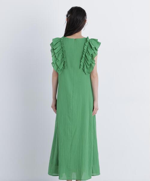 N.（N. Natural Beauty Basic）（エヌエヌナチュラルビューティーベーシック）の「デザインフリル楊柳ワンピース（ワンピース・レディース・ダークグリーン/ブラック/ベージュ・MEDIUM/P/S）」の17枚目の写真
