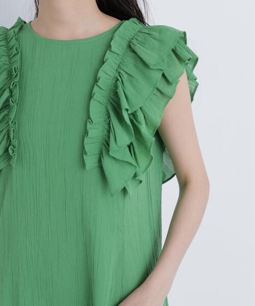 N.(N. Natural Beauty Basic)(エヌエヌナチュラルビューティーベーシック)の「デザインフリル楊柳ワンピース(ワンピース・レディース・ダークグリーン/ブラック/ベージュ・MEDIUM/P/S)」の5枚目の写真