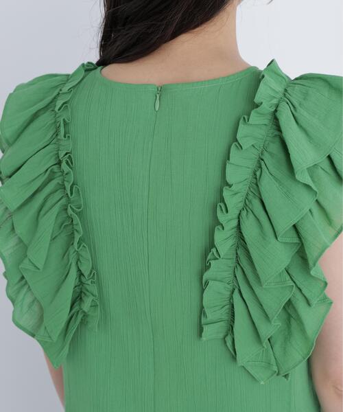 N.(N. Natural Beauty Basic)(エヌエヌナチュラルビューティーベーシック)の「デザインフリル楊柳ワンピース(ワンピース・レディース・ダークグリーン/ブラック/ベージュ・MEDIUM/P/S)」の7枚目の写真