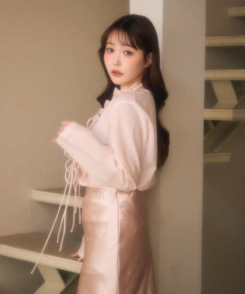 miune(ミューヌ)の「フロントフリルブラウス(シャツ/ブラウス・レディース・アイボリー/ピンク・FREE)」の6枚目の写真