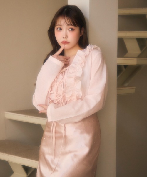 miune(ミューヌ)の「フロントフリルブラウス(シャツ/ブラウス・レディース・アイボリー/ピンク・FREE)」の7枚目の写真