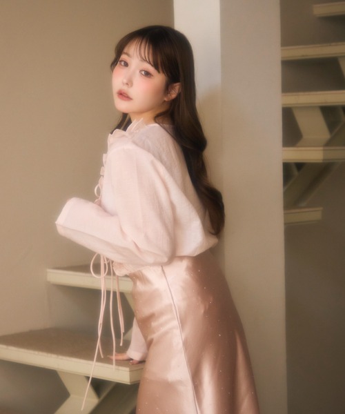 miune(ミューヌ)の「フロントフリルブラウス(シャツ/ブラウス・レディース・アイボリー/ピンク・FREE)」の10枚目の写真