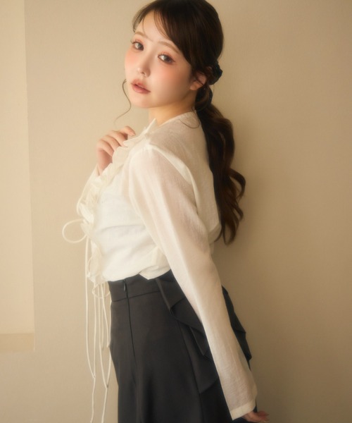 miune(ミューヌ)の「フロントフリルブラウス(シャツ/ブラウス・レディース・アイボリー/ピンク・FREE)」の15枚目の写真