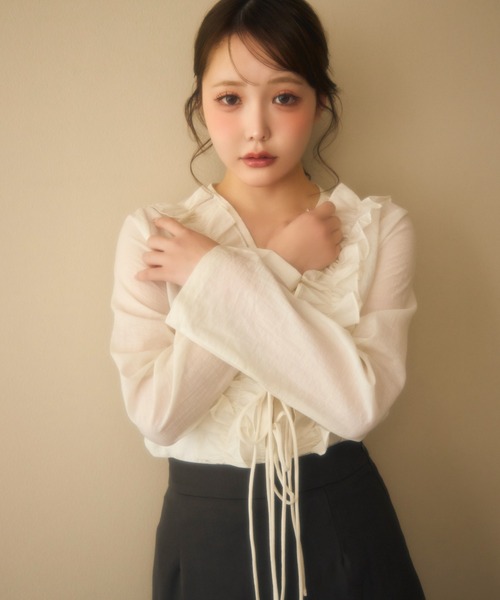 miune(ミューヌ)の「フロントフリルブラウス(シャツ/ブラウス・レディース・アイボリー/ピンク・FREE)」の21枚目の写真