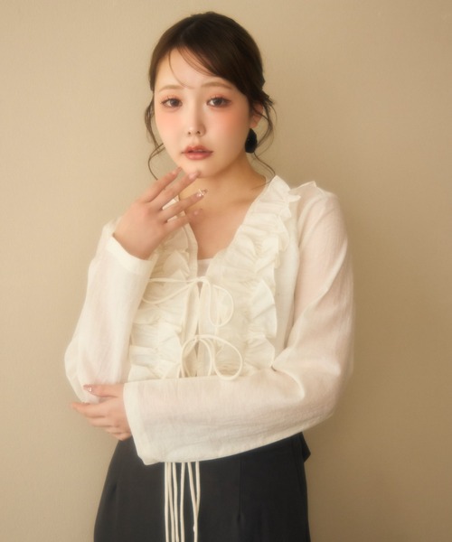 miune(ミューヌ)の「フロントフリルブラウス(シャツ/ブラウス・レディース・アイボリー/ピンク・FREE)」の22枚目の写真