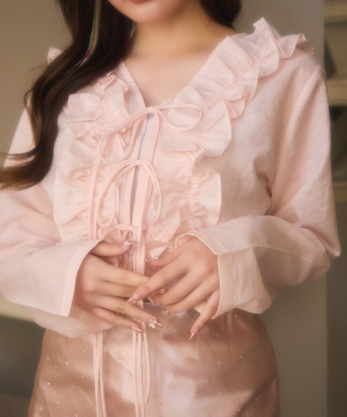 miune(ミューヌ)の「フロントフリルブラウス(シャツ/ブラウス・レディース・アイボリー/ピンク・FREE)」の12枚目の写真