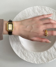 レクタンギュラーフェイス PUレザーバンド クォーツ 腕時計 レディース 付属品 BOX付き