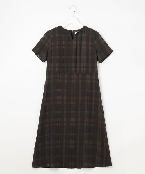 J.PRESS(ジェイプレス)の「シャドーチェック ワンピース(ワンピース・レディース・ダークブラウン系3/ネイビー系・11/9)」の16枚目の写真