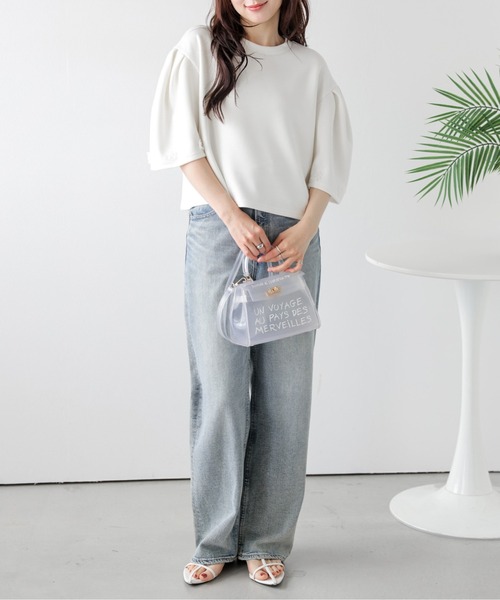La-gemme(ラジェム)の「立体袖×チュールフラワー プルオーバー(Tシャツ/カットソー・レディース・ブラック/ピンク/ホワイト・フリー)」の4枚目の写真