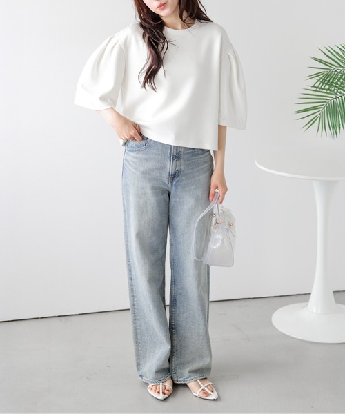 La-gemme(ラジェム)の「立体袖×チュールフラワー プルオーバー(Tシャツ/カットソー・レディース・ブラック/ピンク/ホワイト・フリー)」の5枚目の写真