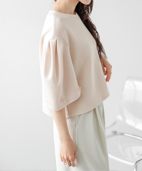 La-gemme(ラジェム)の「立体袖×チュールフラワー プルオーバー(Tシャツ/カットソー・レディース・ブラック/ピンク/ホワイト・フリー)」の16枚目の写真